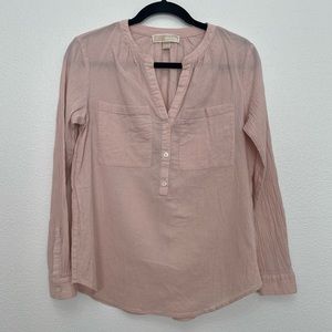 MICHAEL Michael Kors Lightweight 100% Cotton Long Sleeve Crinkle Shirt Blouse